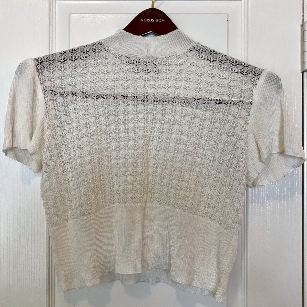St. John White Knit Crop Top